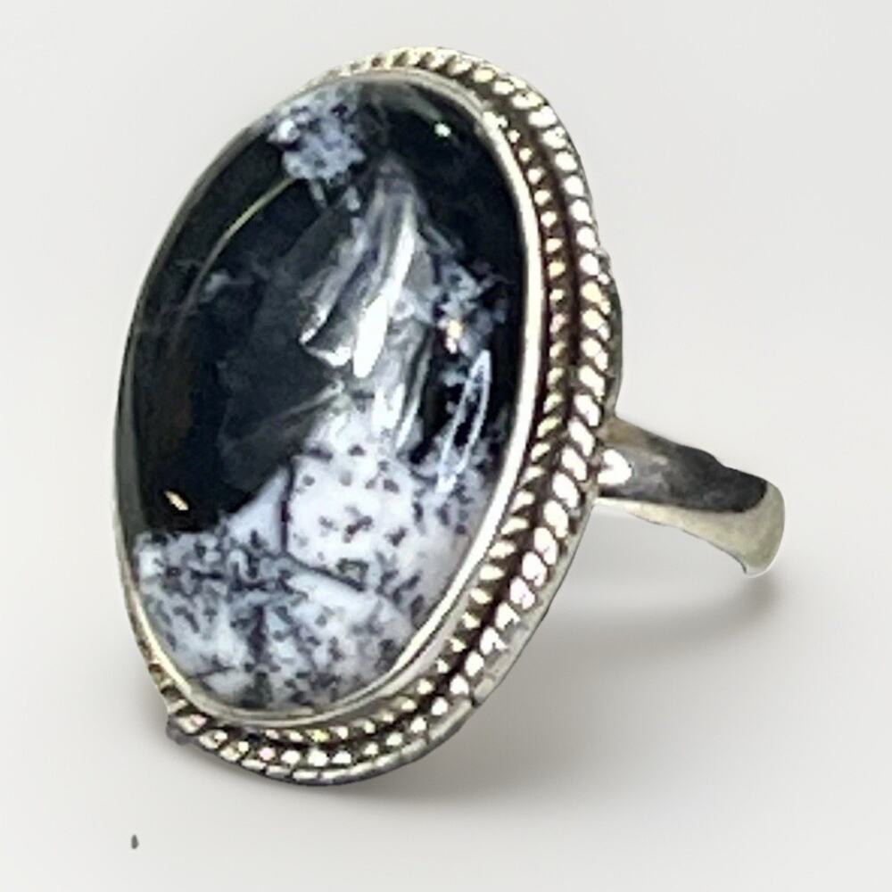 Southwestern Dendrite Opal Gemstone 925 Sterling Silver Handmade Ring Sz 6 NEW